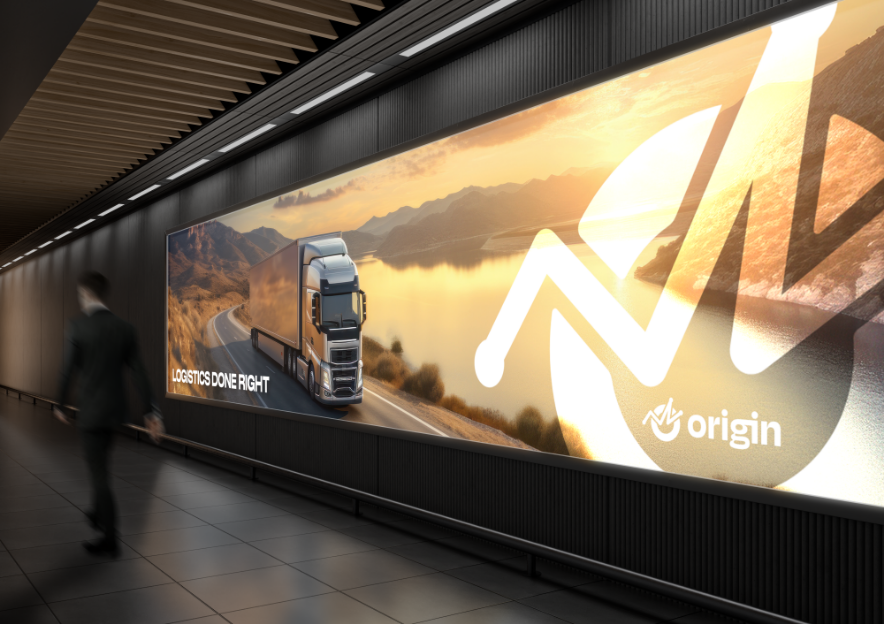 Origin billboard advertisement in a subway station