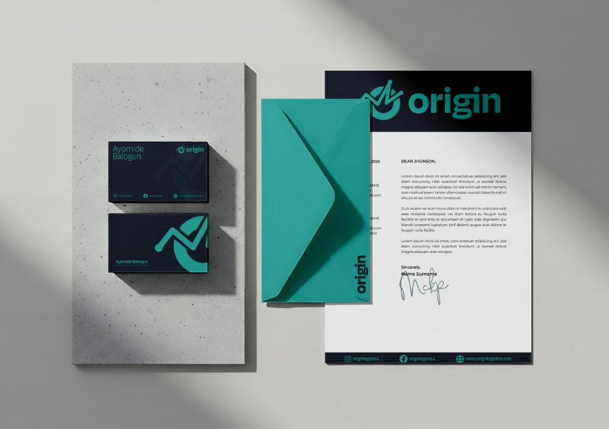 Origin branded stationery and business cards